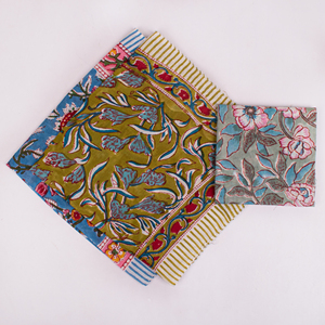 Craftjaipur Luxury Handmade Floral Cotton <b>Square</b> <b>Scarf</b> Multifunctional Ethnic Pattern Block Printed Handkerchief Bandanas - Product Image 5