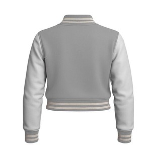 CHALASA SPORTS Custom Women's <b>Quilted</b> Patchwork Cropped Varsity Jacket Chenille Embroidery Letterman Baseball 100% Wool <b>Single</b> - Product Image 2