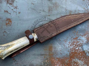 Cuchillo Vikingo Seax de Damasco Forjado a Mano, Nueva Edición, con Mango de Hueso de Camello, Cuchillo de Caza y Supervivencia Coleccionable, Cuchillo Sax Medieval - Product Image 6