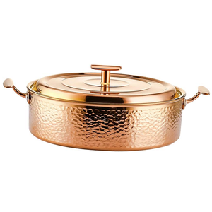 Bol en cuivre pur poli avec poignée et couvercles, idéal pour servir à la maison, ustensile de cuisine en métal pour la cuisine - Product Image 5
