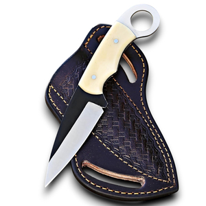 Cuchillo Artesanal Profesional de Acero Inoxidable Damasco 12C27 con Punta de Gota y Agujero para el Dedo, EDC, para Campamento, Rescate, Caza y Actividades al Aire Libre Multifuncionales - Product Image 4