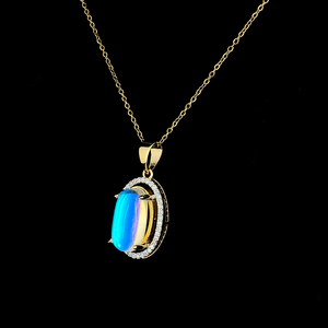Collier pendentif en opale de feu, breloque ovale, bijou pierre de naissance d'octobre pour femme - Product Image 3