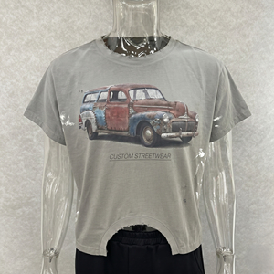 T-shirt pour homme personnalisé de style streetwear avec imprimé de voiture vintage, manches courtes, col rond, taille plus, tissu jersey 100% coton - Product Image 1