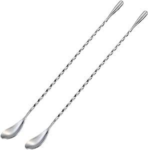 Cuillère de bar à cocktails en métal, en acier inoxydable, à long manche, outil de mélange de boissons, accessoire de mélange pour professionnels - Product Image 3