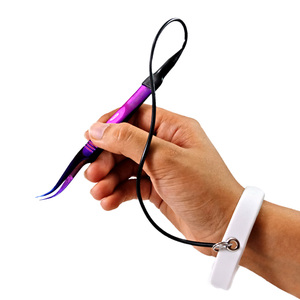 Pince à épiler durable pour extensions de cils, en acier inoxydable, pointe fine, avec protection de poignet en caoutchouc, outil d'application pour maquillage et beauté - Product Image 4