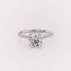 Anillo de Compromiso con Diamante Cultivado en Laboratorio, Corte Redondo, Certificado por IGI, Plata de Ley 925, Anillo de Novia con Diamantes Pavé para Mujer - Product Image 1