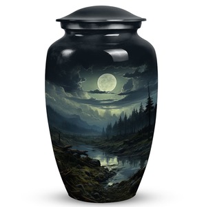 Moonlit funeral <b>urn</b> <b>large</b> metal <b>urns</b> for human ashes adult male cremation memorial decorative keepsake tribute - Product Image 1