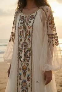 Robe de soirée modeste de style arabe |   Robe de soirée élégante faite à la main avec des perles |   Robe de Plage de Créateur pour Invitée de Mariage en Gros - Product Image 3
