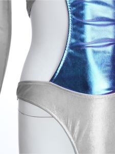 Womens Custom Swim <b>Shirt</b> Metallic Bodysuit With Long Gloves Leotard Swimwear Space Themed Cosplay <b>Swimming</b> Wearing Wholesale - Product Image 4