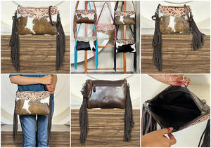 Trending Pink Tooled Leather Cowhide Fringe Shoulder <b>Bags</b> Western Floral Eagle Pattern Large Capacity Evening Handbag for Ladies - Product Image 3