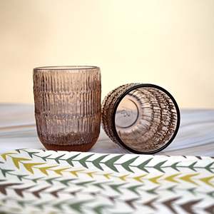 Juego de 2 Vasos Vintage AMAARE de 450 ml de Capacidad, Vasos Transparentes con Texturas Únicas para Hotel, Boda o Uso Doméstico - Product Image 4