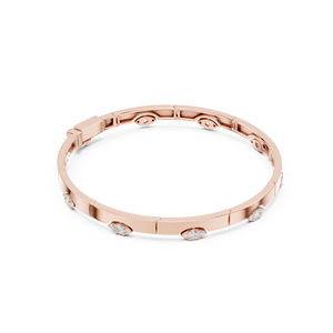 Luxury Rose Gold Lab Grown Diamond Bezel <b>Set</b> Marquise <b>Bangle</b> Bracelet Minimalist Fine Jewelry for Women - Product Image 3