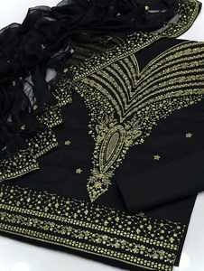 Élégant Salwar Kameez Noir en Coton Brodé pour Femme, Coupe Ample Style Chemise Longue, Idéal Mariage, Style Indien et Pakistanais 2026 - Product Image 6