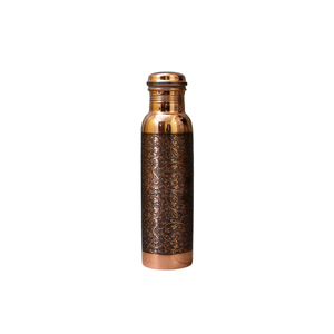 Botella de Agua de Cobre Puro de Lujo, Martillada, 1 Litro, Ergonómica, Hecha a Mano, a Prueba de Fugas, Botella Deportiva Ayurvédica - Product Image 3