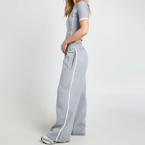 Offre Spéciale – Ensemble 2 Pièces Femme : Pantalon de Survêtement Gris en Polaire Coupe Ample et Haut à Manches Courtes Col Rond Couleur Unie – Tenue Décontractée Sportive Longueur Entière - Product Image 4