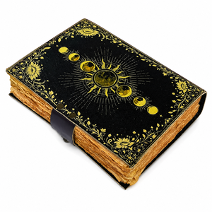 Libro Grimoire de Cuero Hecho a Mano NEW ERA, Diseño de Luna y Sombras, Diario de Brujería con Cierre, Libro de Hechizos, Cuaderno Wiccano, Diario Pagano - Negro - Product Image 2