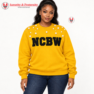 Sudadera de Cuello Redondo para Mujer de la Hermandad NCBW, Cuello Polo, Manga Larga, Bordada, Informal, Sudadera Universitaria - Product Image 1