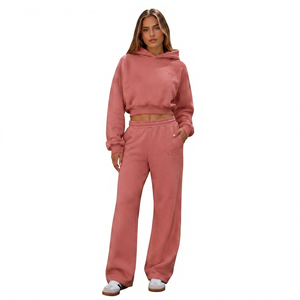 Conjunto de chándal con capucha para mujer, pantalones deportivos de longitud completa de ajuste holgado de color sólido con bolsillos laterales, ropa informal de otoño - Product Image 3