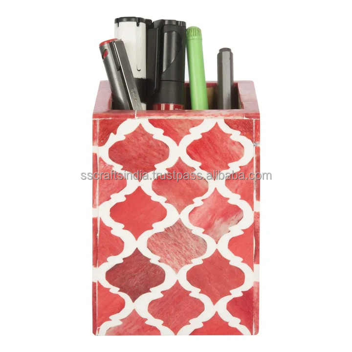 Direct Factory Supply 3x4 Bone & Resin Pen & Pencil Holder Moroccan Design Available in 5 Colors with Custom Packaging
