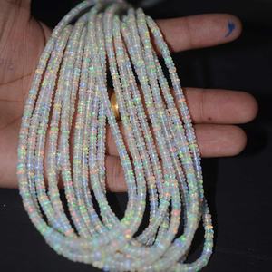 Cuentas de piedras preciosas de Rondelle lisas de ópalo etíope llamativo Natural de 3mm y 4mm calidad AAA Multi Fire Welo Opal por mayor proveedor de cuentas - Product Image 4