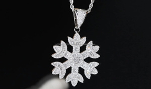 Snowflake Baguette Cut Moissanite Hip Hop Iced <b>Charm</b> Pendant Rhodium Plated Sterling <b>Silver</b> for Unisex Everyday Wear for Gifts - Product Image 4