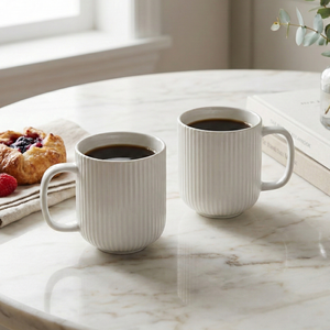 Ensemble de 2 tasses à lait en porcelaine fine côtelée Moonlit, style INS, en céramique émaillée, pour impression par sublimation, matériau PC - Product Image 4