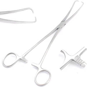 Pinza Tenaculum de 9.50" con Doble Curvatura, Instrumento Quirúrgico Ginecológico de Acero Inoxidable, Pinza Tenaculum para Obstetricia y Ginecología, para Agarrar el Cérvix - Product Image 1