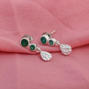 Pendientes Colgantes de Ónix Verde 100% Natural al por Mayor, Plata de Ley 925, Ligeros y Finos - Product Image 3