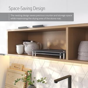 Tappetini in Pietra Diatomacea per Asciugatura Piatti con Supporto in Bambù, Set da 2 Pezzi, Antiscivolo, per Piano Cucina - Product Image 3