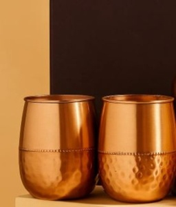 Gobelets en cuivre personnalisables avec logo, gobelets métalliques pour eau, jus, cocktails, durables, réutilisables, articles de bar pour entreprises. - Product Image 3