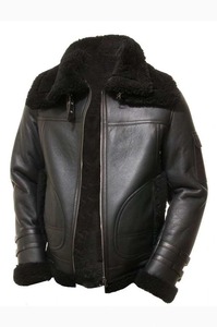 Men's Winterguard Shearling Jacket | Genuine Sheepskin Leather Winter <b>Coat</b> | Warm <b>Fur</b> <b>Lined</b> Aviator Biker Outerwear - Product Image 1