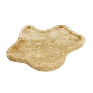 Bandeja Decorativa Ovalada Moderna de Mármol Travertino Dorado Estilo Art Déco, para Joyería, Adornos y Cadenas, Estética Italiana - Product Image 3