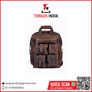 Genuine Leather <b>Backpack</b> with Adjustable Straps Perfect for School Work and Travel Use - Product Image 2