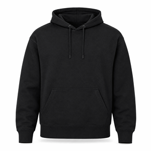 Sweat à capuche noir pour homme, coupe classique, avec cordon de serrage, 100% coton molletonné, poche, logo personnalisé, service OEM, vêtements d'hiver - Product Image 1