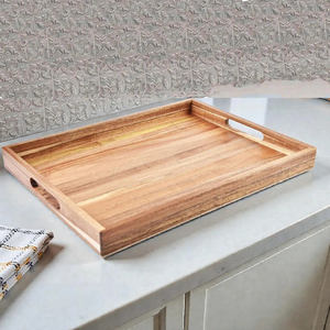 Bandeja de Madera Maciza Ecológica con Acabado Natural, Diseñada para Decoración de Mesa de Centro en Hogares, Hoteles y Cocinas, Venta al Por Mayor - Product Image 3