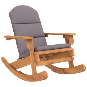 Fauteuil à bascule gris foncé avec structure en bois naturel pour usage extérieur - Product Image 2