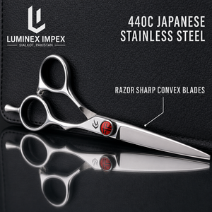 Ciseaux droits pour gauchers NYBL-55 de 5,5 pouces, JAPON, acier 440C, tranchants, dureté 58-59HRC, manche en acier inoxydable, ciseaux de barbier, cheveux, 28 - Product Image 6