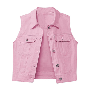 Gilet en jean pour femme avec ourlet effiloché, vente en gros, fournisseur en vrac pour les magasins de vêtements vintage, marque privée - Product Image 2
