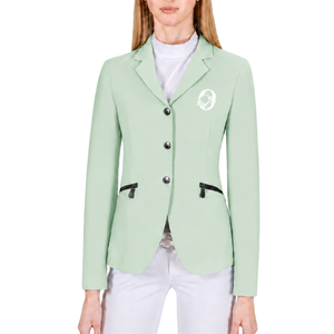 Veste d'équitation vert sauge pour femme, coupe ajustée, blazer d'équitation professionnel, manteau de compétition équestre, vente en gros sur mesure - Product Image 1