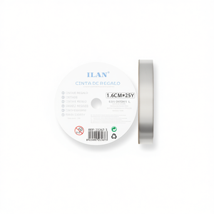 Nastro Regalo Ilan 1,6 cm x 25 iarde Argento Bianco per Confezioni - Product Image 2