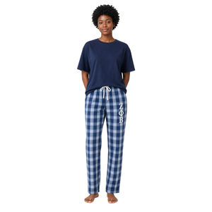 Pantalones de Pijama de Franela Zeta Phi Beta para Mujer, Azul Rey y Blanco a Cuadros, con Letras Griegas Bordadas, con Cordón, para el Invierno - Product Image 2