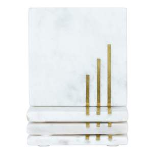 Posavasos de mármol internacional con base de latón, juego de posavasos de mármol para vino, café, té, bebidas, para bar, hogar, creativo. - Product Image 5