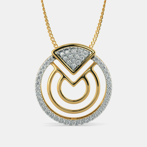 Collar con Colgante de Diamante Circular Geométrico de Oro Amarillo Cultivado en Laboratorio - Product Image 1