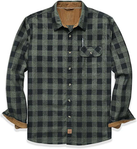 Camisa de Franela a Cuadros de Algodón 100% Premium para Hombre, Talla Grande, Tejido de Punto Suave y Transpirable, con Botones, Ropa de Trabajo Informal para Otoño - Product Image 1
