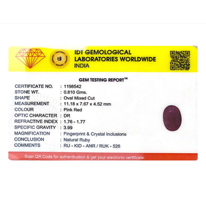 Natural African Ruby 4.05 Carat Certified Oval Cut Pinkish Red Color Play Gemstones Wholesale - Product Image 4