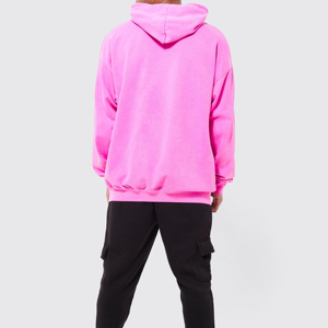 Sudadera con Capucha Extra Grande para Hombre, Color Rosa Sólido, Felpa de Algodón, Estilo Casual para Otoño, con Bolsillo Delantero, Corte Regular - Product Image 3