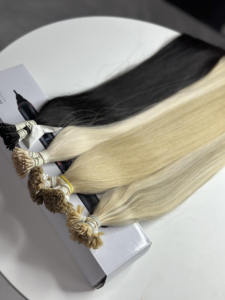 ผมต่อแบบ I-Tip สีออมเบร โคนดำ ปลายบลอนด์ ผมเวอร์จินเวียดนามแบบ Double Drawn ติดกาวเคราติน ขายส่ง - Product Image 2