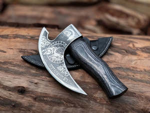 Coupe-pizza artisanal personnalisé, design Dragon Médiéval, en acier à haute teneur en carbone, modèle Tomahawks, mini, avec étui en cuir, OEM industriel - Product Image 5