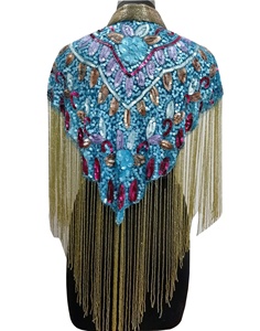 Women's Plus Size Multi Shiny <b>Sequined</b> Beaded Embroidery Handmade Short Cape Nightclub Fringe Bespoke Sexy Vintage Breathable - Product Image 3