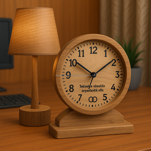 wooden <b>lamp</b> wooden table clock Shaped Candle Stand Other Candle Holders Lanterns & Jars Made in India - Product Image 2